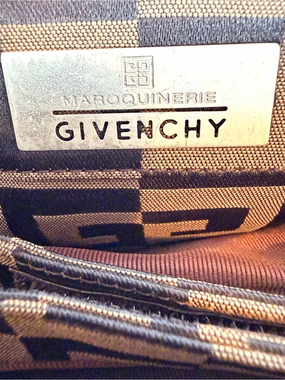 Givenchy Maroquinerie Brown Jacquard Monogram Tote Bag Canvas Vintage Handbag